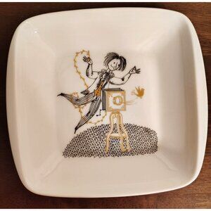 MCM Rosenthal Raymond Peynet Bellow Camera Porcelain 6" Small Plate Gold Accent